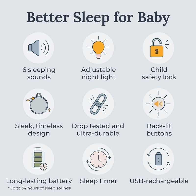 Yogasleep Hushh 2 Portable Sound Machine for Baby & Kids, New Reinforced Clip, Backlit Buttons, Night Light, 6 Soothing Natural Sounds, Easy to Use Timer, Volume Control, Toddler Lock, Noise Canceling - Image 2